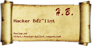 Hacker Bálint névjegykártya
